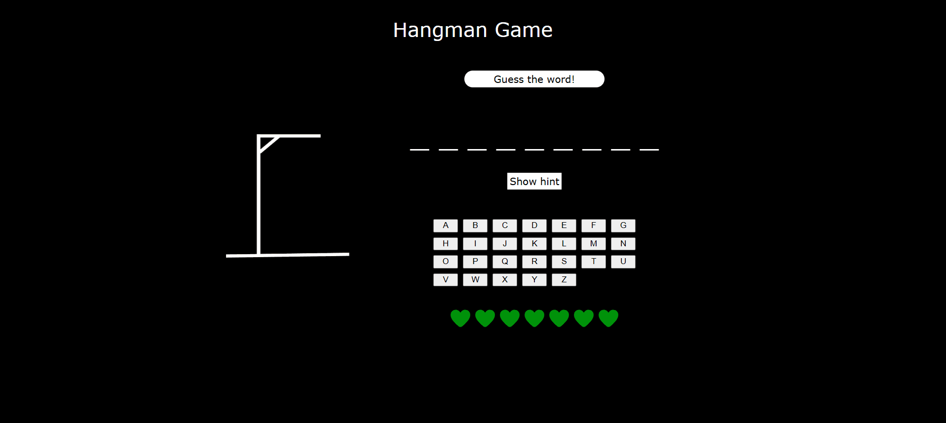 Screenshot from Hangman Game