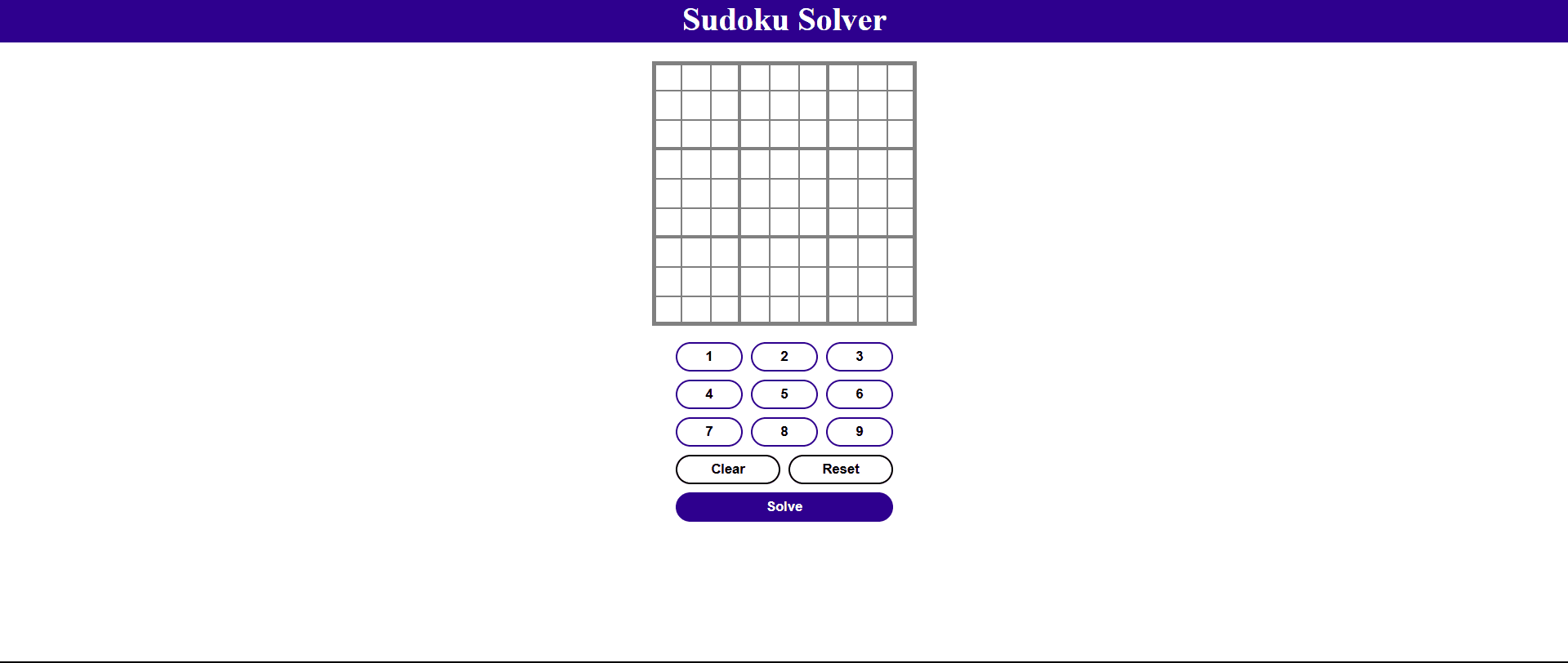 Screenshot from Sudoku Solver